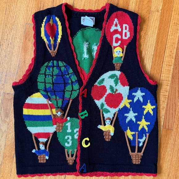 Super Cute Vintage 90s Teacher Sweater Vest - Picture 1 of 7